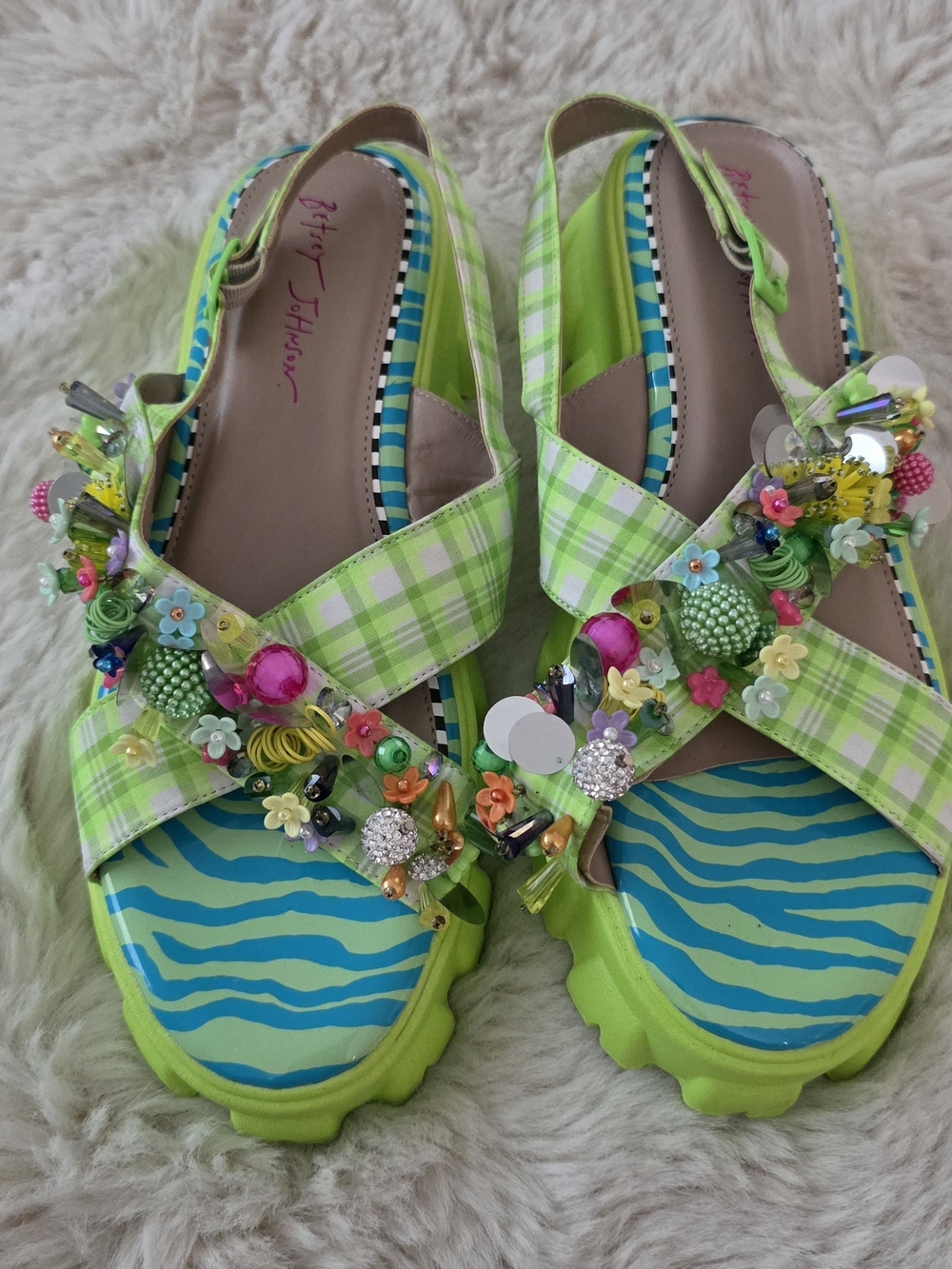Betsey Johnson Lime Green Embellished Women's Sandals